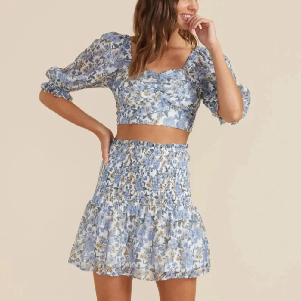 Revolve MinkPink Elastic Waist Mini Floral Skirt
